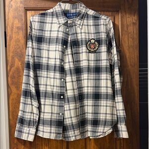 Ralph Lauren White & Black Plaid Crest Button-Down Shirt